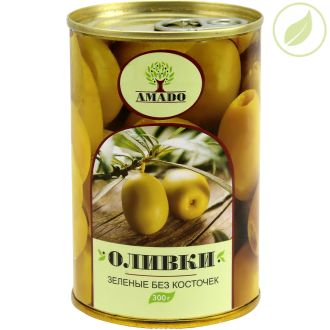 Зеленые оливки без косточки, "Amado" 300 г