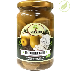 Зеленые оливки с сыром с плесенью, "Amado" 350 г